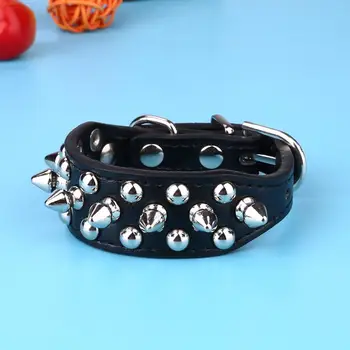 

PU Pet Dog Collar Harness Necklet Spiked Studded Punk Rivet Dog Chain Round Nail