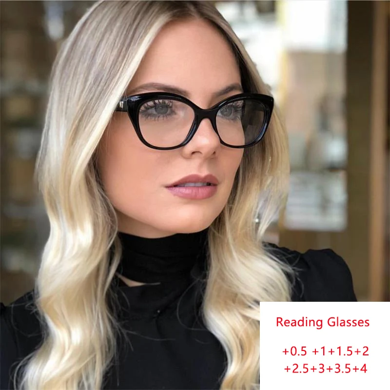 

High Quality Black Cat Eye Frame Reading Glasses Fashion Spectacle Frame For Women Computer Glasses oculos de grau lunettes