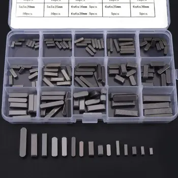 

140Pcs Key Stock Assortment 10mm x12mmx 16mm x20mm x25mm x30mm Key Stock Keystock Round Ended Feather Key Parallel Drive Shaft