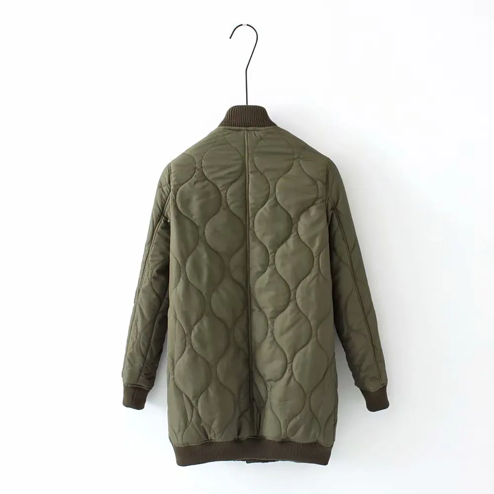 

20187 Autumn And Winter New Style Europe And America Versatile Mid-length Diamond Lattice Pressure Cable Mid-length Cotton-padde