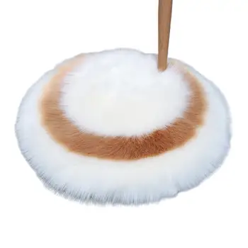 

Round Shape Doot Mat Shaggy Plush Faux Wool Color Block Circle Floor Carpet Rug
