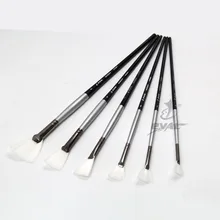 6 шт Кисть для краски тонкий белый цвет нейлон волосы Веерообразный березовый длинный полюс набор акриловой щетки художественная Живопись принадлежности краски художника