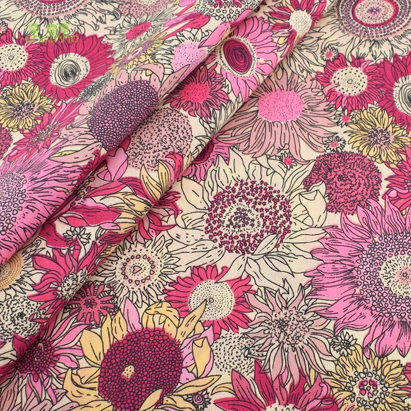 Printed Plain Cotton Fabric,Sunflower Series,DIY Quilting & Sewing Poplin Material For Baby &Children's Dress,Shirt,Skirt,PCC057