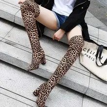 MNIXUAN/женские кеды с леопардовым принтом; фиолетовые сапоги; Новинка года; зимние сапоги с острым носком без застежки; ботфорты выше колена