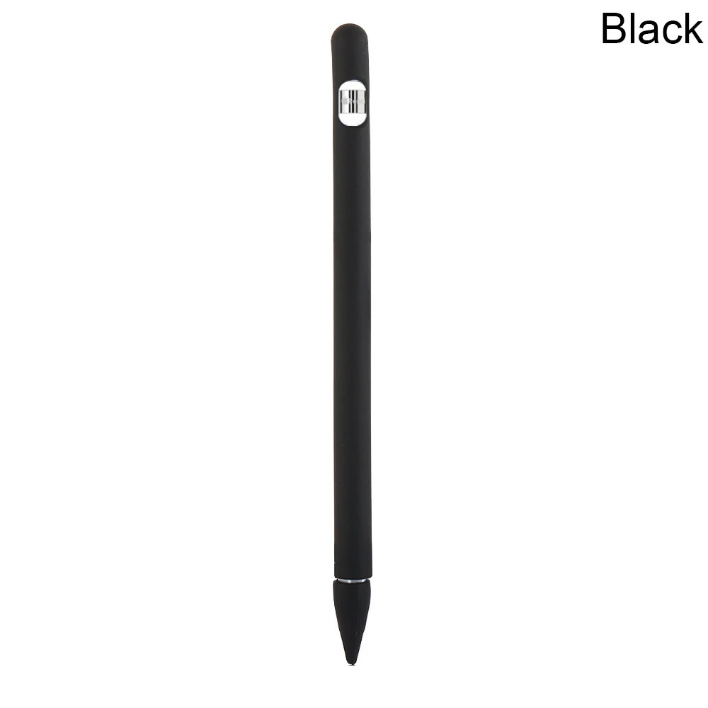 1 комплект цветной мягкий силиконовый совместимый для Apple Pencil чехол совместимый для iPad Tablet стилус защитный чехол - Цвета: Черный