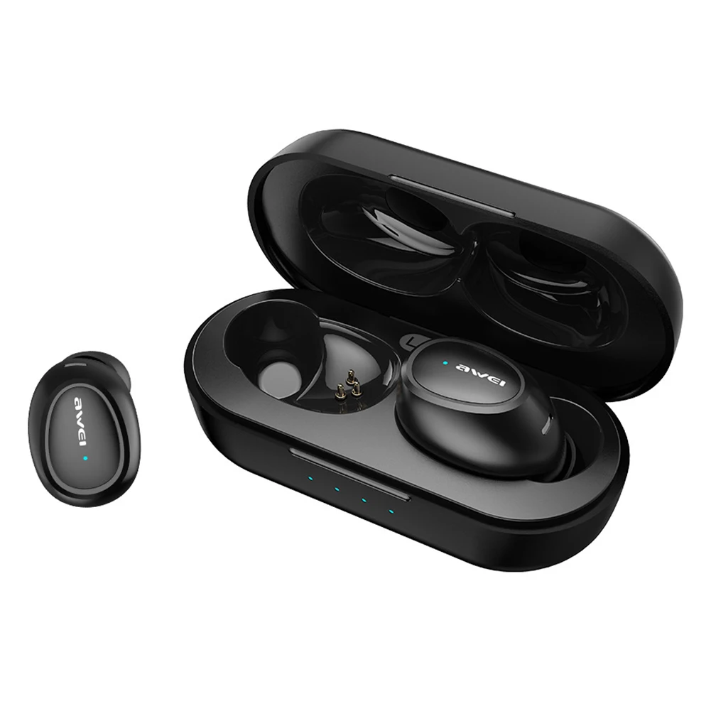 AWEI TWS T6C Мини bluetooth наушники V5.0 Беспроводная зарядка наушники с микрофоном HiFi стерео наушники Спортивная гарнитура сенсорное управление