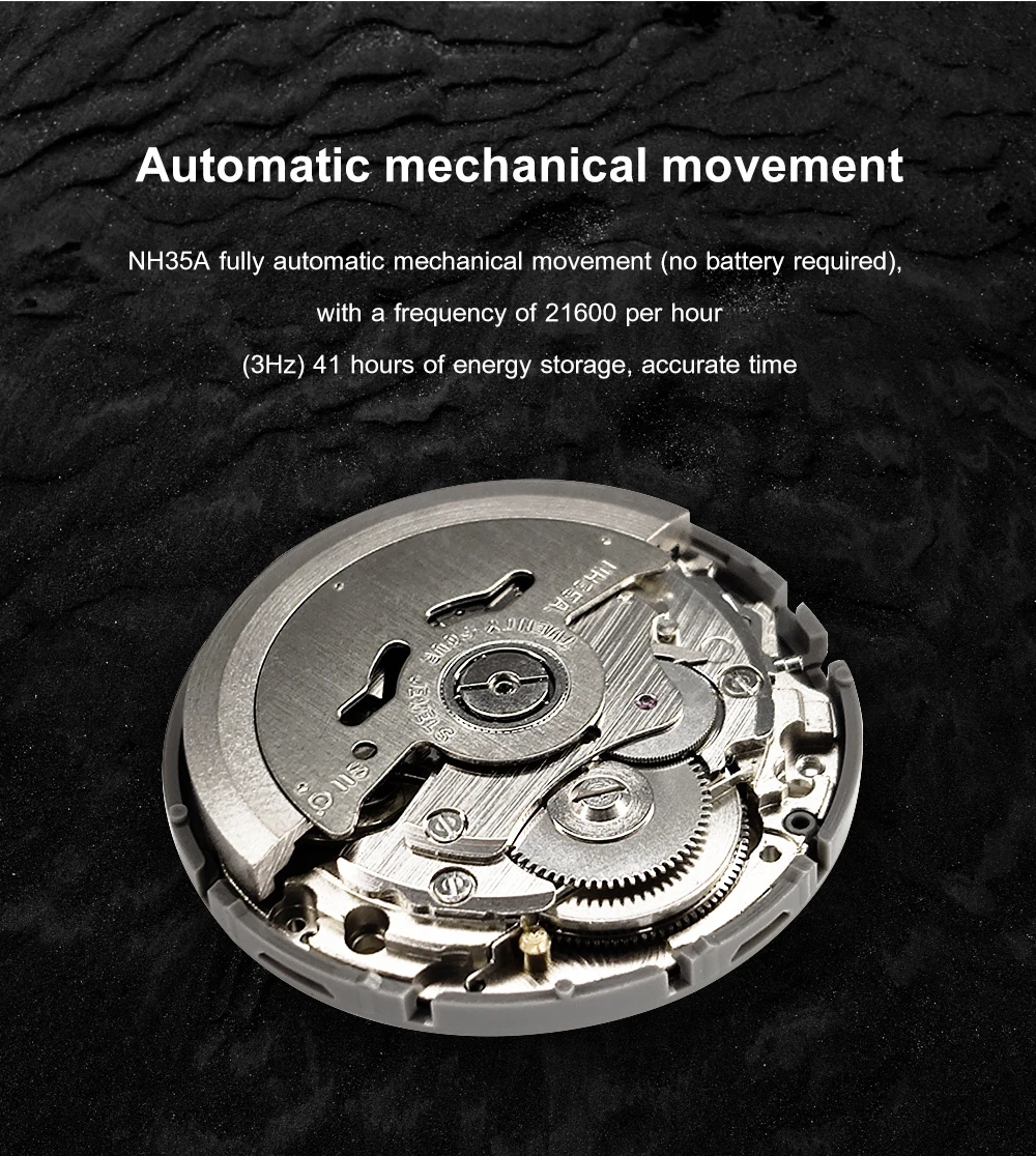 Addies Dive 2101 Men's Automatic Watch NH35 Stainless Steel Wrist Watch Black Matte Dial Super Luminous 200m Diving Watches
