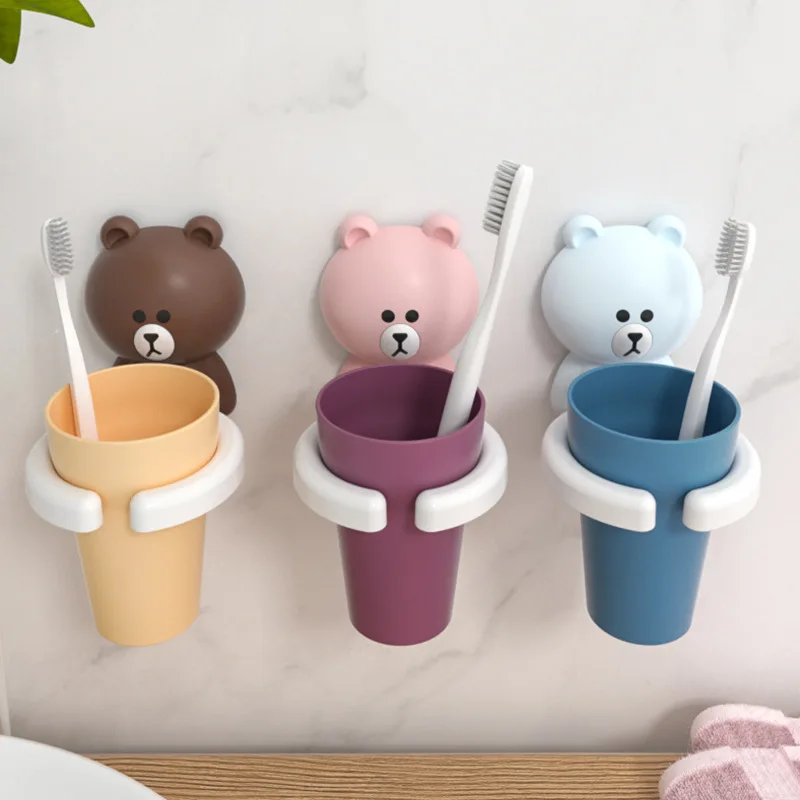 Children's Toothbrush Holder Punch-Free Baby Toothbrush Holder Safe And Non-Toxic Hand Washing Cup Sturdy Bathroom Accessories