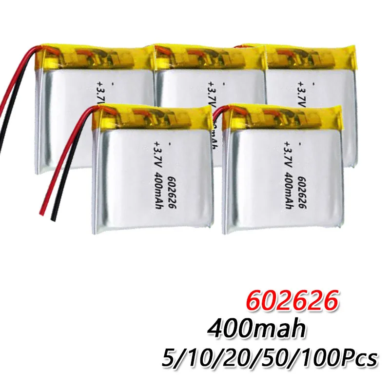 

400mAh 3.7V 602626 polymer lithium li ion Rechargeable Battery For LED light Tachograph Car DVR Bluetooth Earphone MP3 MP4