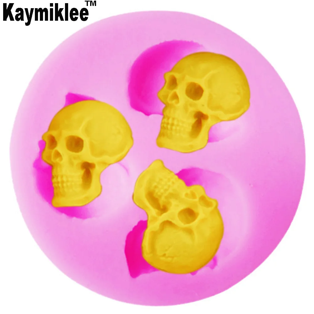 

Kaymiklee M099 3D DIY Skeleton Head Skull Silicone Mold Styling Candy Jelly Mould Fondant Cake Decorating Pastry Baking Tools