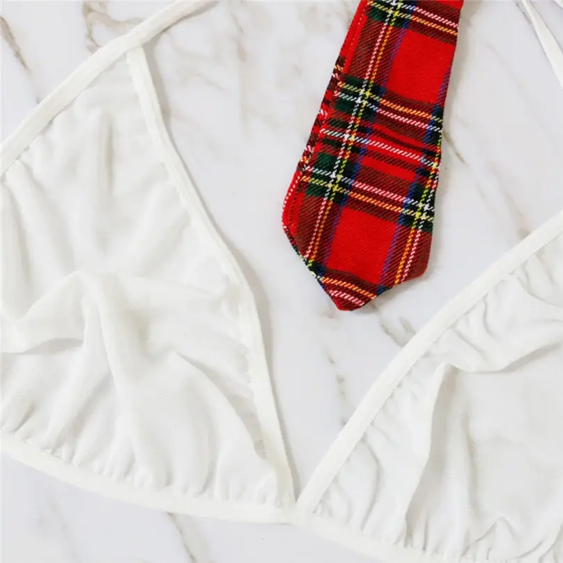 1 Set New Fashion Women Plus Size Sexy Underwear Uniform Bra+Tie+Mini Skirt Set Sexy Lingerie Erotic Cosplay Sex 3A27 (15)