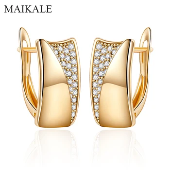 

MAIKALE Classic Design Square CZ Gold Stud Earrings for Women Inlay Cubic Zirconia Gem Stone Luxury Earring Simple Jewelry Gifts