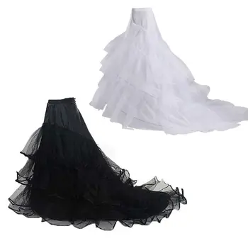 

3-layer Yarn 2-hoops Bride Wedding Dress Long Trailing Skirt Petticoat Elastic Waist Drawstring Adjustable Fishtail Slip Skirts