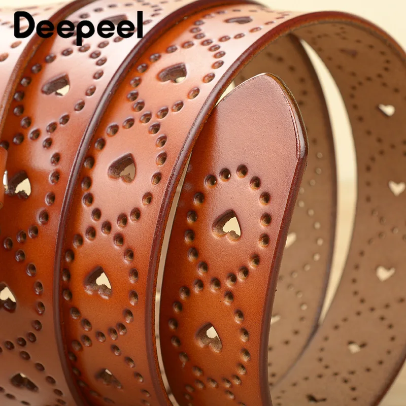Deepeel/1 шт., 2,8*105-120 см, женская мода, сердце, полый кожаный ремень, второй слой, Воловья кожа, сплав, пряжка, Повседневный, дикие джинсы, пояс