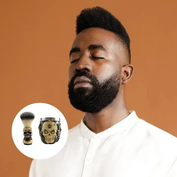 

1Pc Male Beard Brush Skull Head Pattern Shaving Brushes Durable Beard Brush