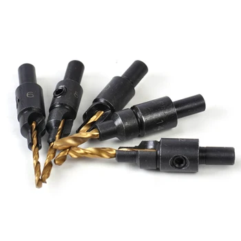 

LETAOSK New HSS Ti Drill Bit Countersink Counter Bore Screw Size 6 8 10 12 14 Woodworking Accessories