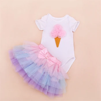 

Tutu Baby Birthday Set Summer Short Sleeve Roupas Infantis Bebes 1st Birthday Outfit Tutu Pettiskirt Dress