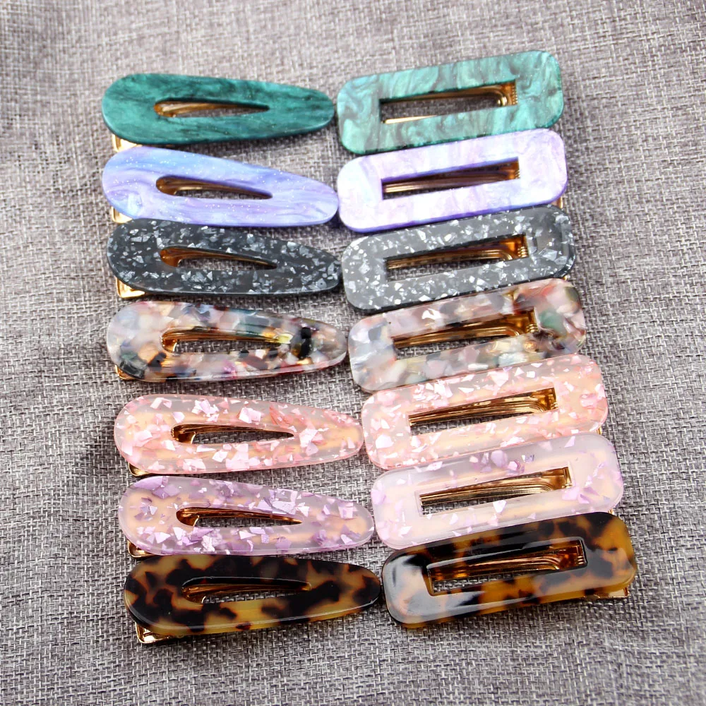 20Pcs Acrylic Resin Hair Clips Fashion Geometric Alligator Barrettes Leopard Pattern Vintage Hair Accessories Hairpins for Women