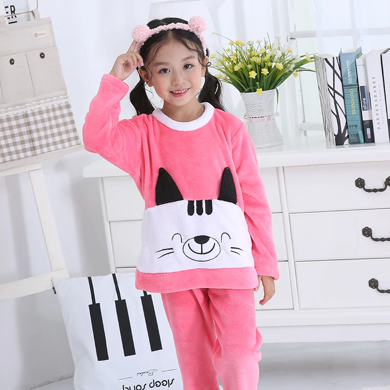 Winter Flannel Children Pajamas Set Warm Kids Homewear Suit Cartoon Girls Sleepwear Casual Teen Pyjamas Set Boys Loungewear - Цвет: style  12