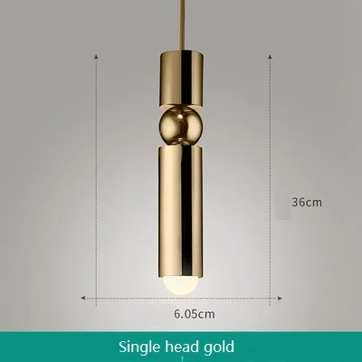 1 lamp gold Скандинавский Лофт, декоративный светодиодный подвесной светильник, современный прямой железный подвесной светильник с одной головкой, Домашний Светильник, Светильники для помещений - Цвет корпуса: 1 lamp gold