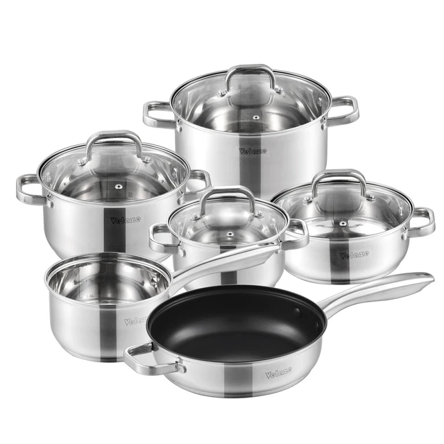 10-Piece Stainless Steel Pots and Pans Set, Kitchen Cookware Sets Nonstick,  Induction Pots and Pans, Cooking Set with Glass Lids - AliExpress