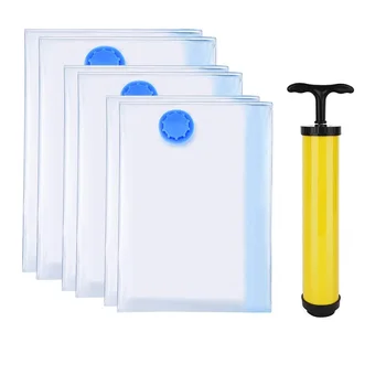 

6pcs Reusable Clothes Organizer Bag Space Saving Vacuum Bags Luggage For Travel Clothes Bag Vacuum Storage Bag With Hand Pump