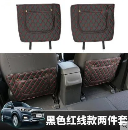 Автомобильный Стайлинг для hyundai ix35, Автомобильный интерьер, полиуретановая защитная накладка на заднее сиденье, противоударный коврик, 3 шт - Цвет: 4Black red line