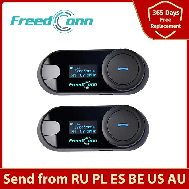 Ru Stock auricular FreedConn intercomunicador para casco de motocicleta TCOM-SC de la motocicleta de interfono Bluetooth auriculares pantalla LCD FM Radio T-COM SC