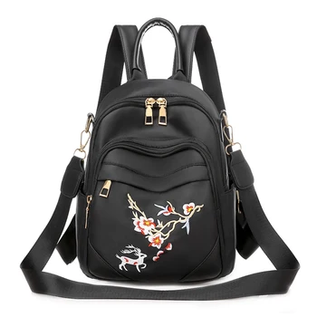 

Summer Small Lady Backpack Bag Waterproof Oxford Cloth Women Backpack Fashion Embroidery Deer Floral Backpack Girls Casual Bag