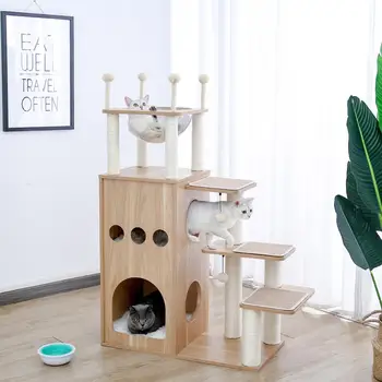 Cat Tree Furniture Tower Climb Activity Tree Scratcher Play House Kitty Tower Furniture Pet Play House 1