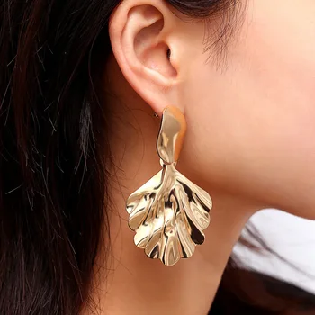 

deserve to act the role of irregular joker temperament earrings contracted leaves exaggerated metal stud earrings