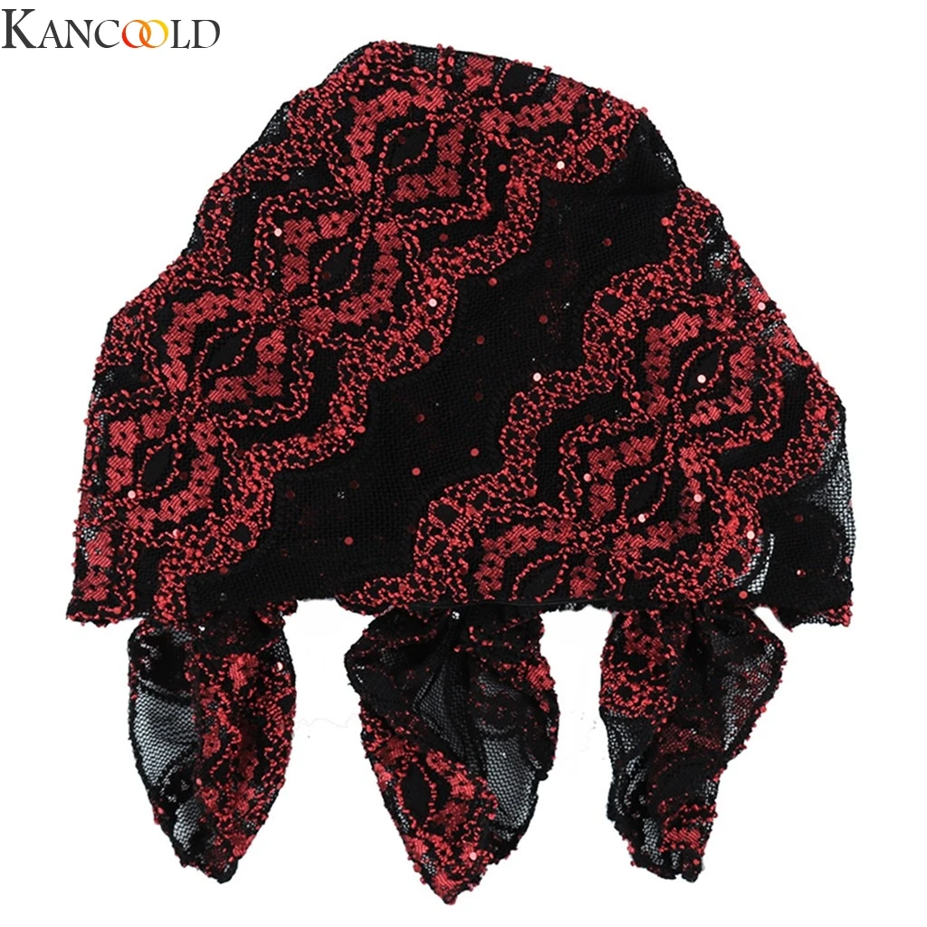KANCOOLD, Женский однотонный индийский Кружевной Галстук, Эластичный Тюрбан, вязаная шапка, шарф для волос, Новое поступление, повседневная верхняя одежда, теплая шапка