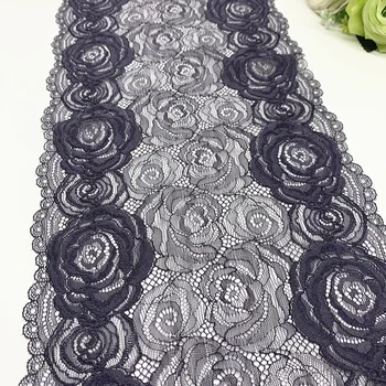 

3y/lot Width 23.50cm Skeleton Rose Dark Grey Stretch Lace Trim For Clothing Accessory Dress Sewing Applique Costume Lace Fabric