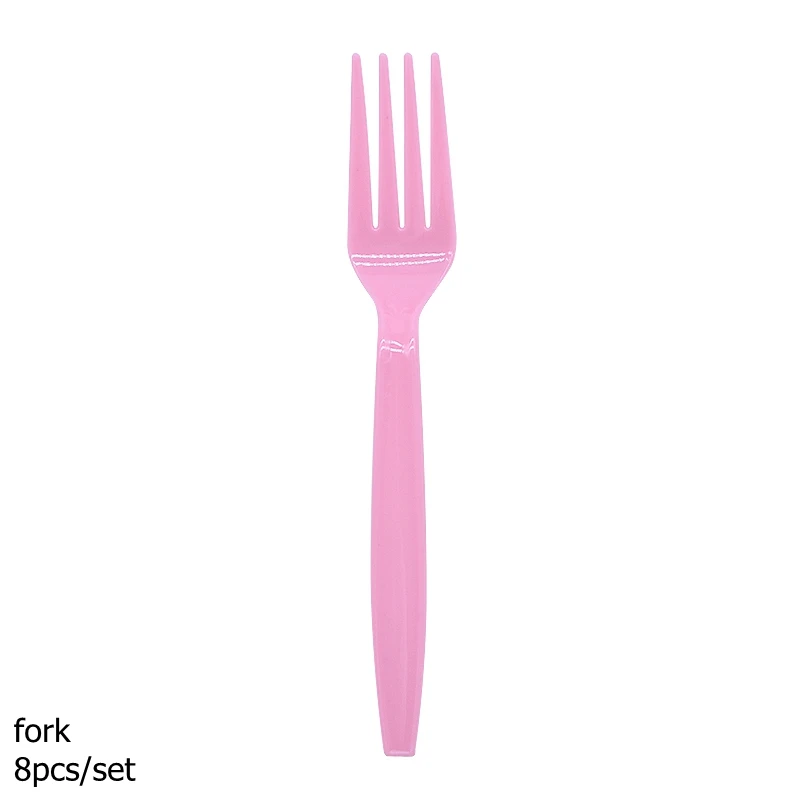 B06-fork Одноразовые столовые приборы с принтом единорога, бумажные тарелки, стаканчики, соломинки для тематической вечеринки, дня рождения, ОБЕДЕННЫЕ принадлежности для украшения стола - Цвет: B06-fork