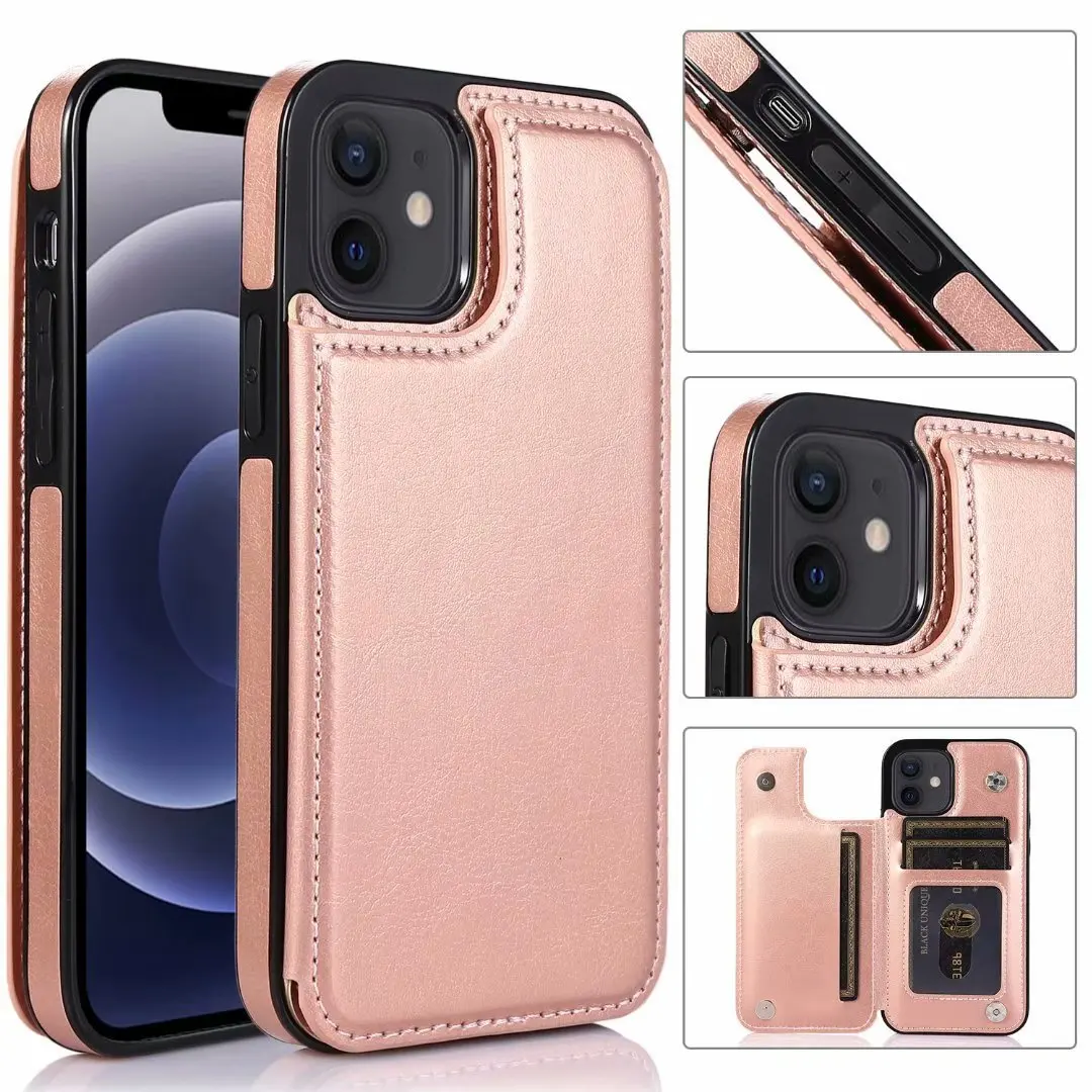 

For Iphone 12pro Crazy Horse Pattern Leather Case For Apple 11promax Card Holder For Iphone 11 Shell For Girls