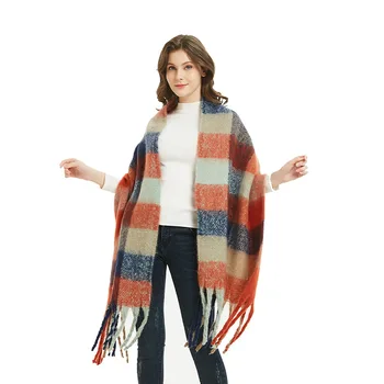 

Autumn and Winter 2019 New Rough fringed ring four-square scarf for ladies with thicker neck shawl
