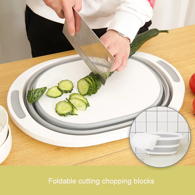 

Chopping Blocks Foldable Cutting Board Silicone Collapsible Dish Tub Drying Rack Vegetable Basket 4-IN-1 Kitchen Dropshipping