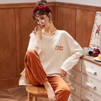 

Women's Cotton Pajamas Sleepwear Srping Pj Sets for Women Home Suit Ropa De Dormir Mujer 2021 Pijama Algodon Mujer Pyjama Femme