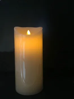 

22cm(H) Flickering Flameless Pillar LED Candle Light Remote control moving wick melted edge Wedding Xmas Party 8CM(Dia.)-AMBER