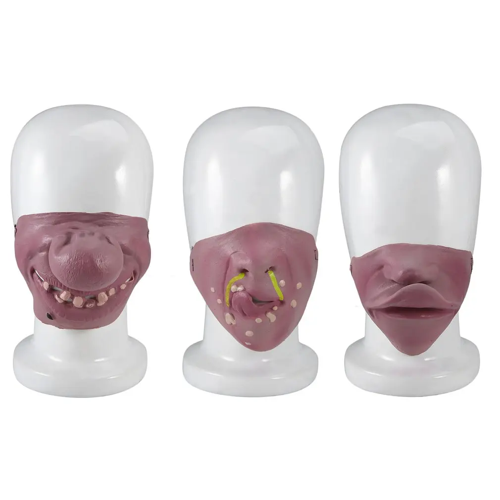 Halloween Mask Non-Toxic Funny Scary Horrible Men Women Latex Mask Halloween Party Half Face Cosplay Costume Creepy Latex Mask