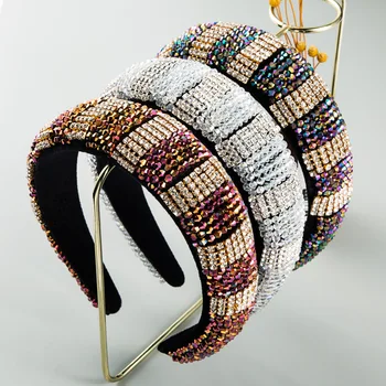 

Europe rhinestone headbands for women hair hoop pleuche sponge cloth woven diamond handmade hair hoop luxury hair accessories