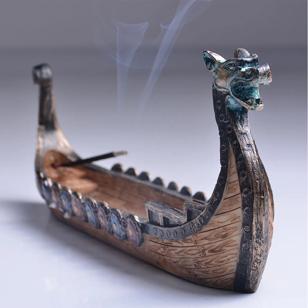 

Traditional Chinese Design Dragon Boat Incense Stick Holder Burner Hand Carved Carving Censer Ornaments Retro Incense Burners