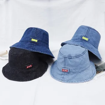 

Baby Hat Casual Fashion Baby Washed Denim Cap Kids Toddler Cute Letter Embroidered Bucket Hat Children's Gift