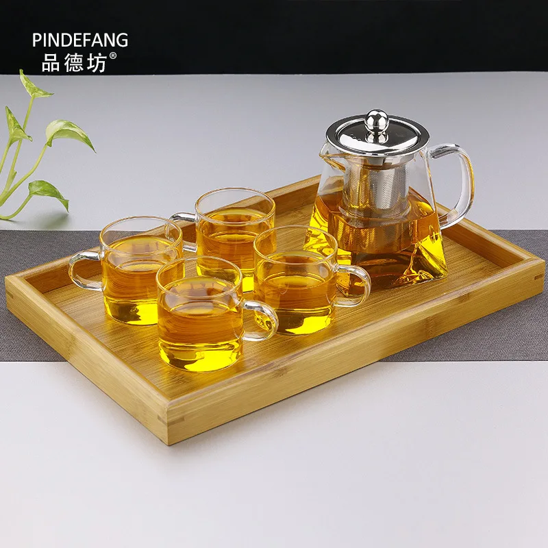 

Moral Square Tea Pot Glass Teapot Filter High-temperature Resistant Thick Glass Tea Set Flower Pot Household Set