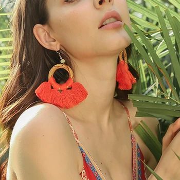 

Bohemian fashion exaggerated fringe earrings Ratatouille earrings and earrings