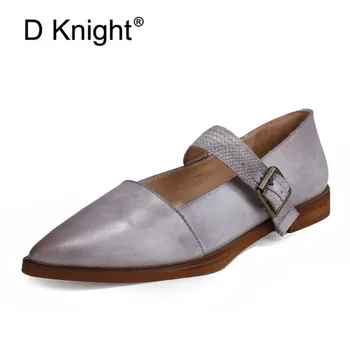 

Spring Summer 2020 New Women Flats Retro Buckle Loafers Shoes Women Handmade Genuine Leather Casual Ladies Shoes Flat Mary Janes