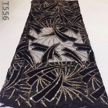 

African Velvet Lace Fabric 2019 High Quality Nigerian Lace Fabrics With Sequins Embroidery French Tulle Lace Fabric