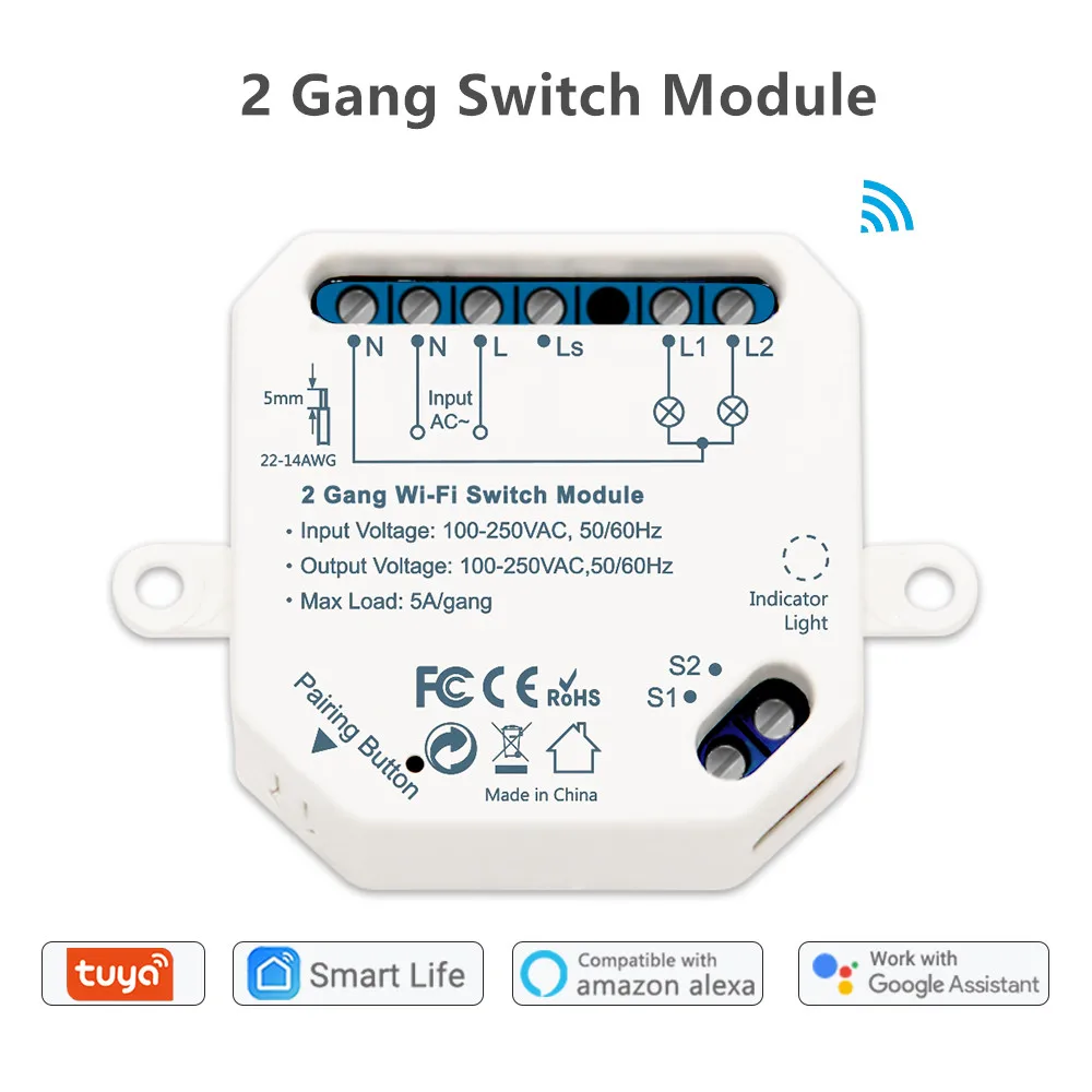 2 Gang WiFi переключатель DIY релейный модуль Tuya умное освещение работает с Google Home Alexa App таймер настенный выключатель домашняя Автоматизация 2 Gang WiFi переключатель DIY релейный модуль Tuya умное освещение работает с Google Home Alexa App таймер настенный выключатель домашняя Автоматизация