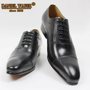 LUXURY BRAND OXFORD SHOES GENUINE LEATHER PRINTED CAP TOE LACE UP POINTED TOE BLACK SHOES WEDDING OFFICE FORMAL DRESS SHOES MEN northmarch new brand genuine leather men oxfod shoes lace up casual business wedding shoes men pointed toe comfort shoes