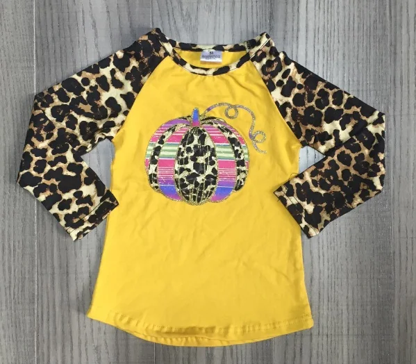 baby mustard Осенне-зимние наряды для маленьких девочек, хлопковая одежда с изображением винного горчицы, коровы, тыквы, оленя, мамы и меня детская одежда хлопковый бутик-топ - Цвет: baby mustard
